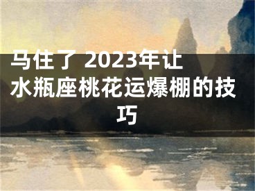 马住了 2023年让水瓶座桃花运爆棚的技巧