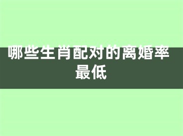哪些生肖配对的离婚率最低