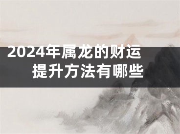 2024年属龙的财运提升方法有哪些