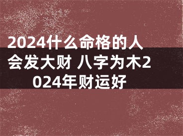 2024什么命格的人会发大财 八字为木2024年财运好