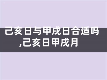 己亥日与甲戌日合适吗,己亥日甲戌月