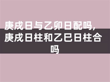 庚戌日与乙卯日配吗,庚戌日柱和乙巳日柱合吗