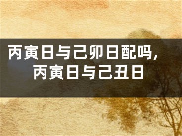 丙寅日与己卯日配吗,丙寅日与己丑日