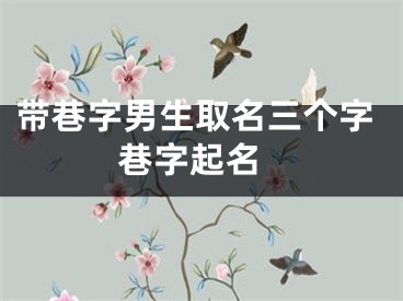 带巷字男生取名三个字 巷字起名