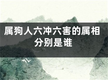 属狗人六冲六害的属相分别是谁