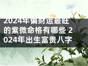 2024年偏财运最旺的紫微命格有哪些 2024年出生富贵八字