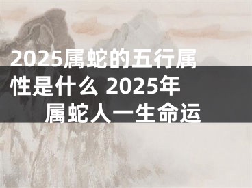 2025属蛇的五行属性是什么 2025年属蛇人一生命运
