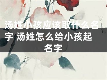 汤姓小孩应该取什么名字 汤姓怎么给小孩起名字
