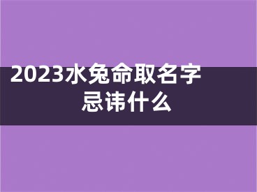 2023水兔命取名字忌讳什么