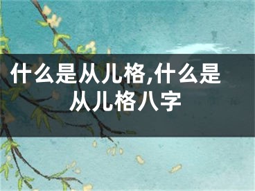 什么是从儿格,什么是从儿格八字