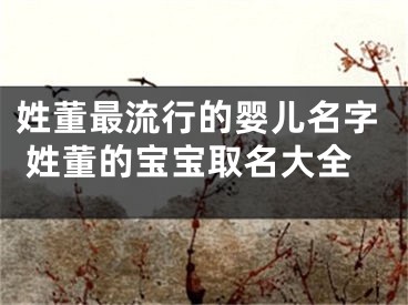 姓董最流行的婴儿名字 姓董的宝宝取名大全