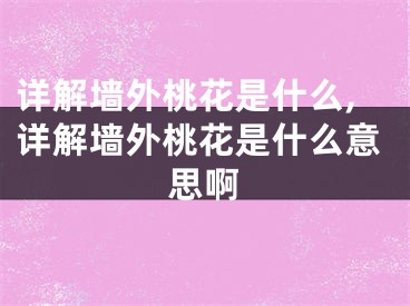 详解墙外桃花是什么,详解墙外桃花是什么意思啊