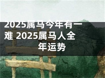 2025属马今年有一难 2025属马人全年运势