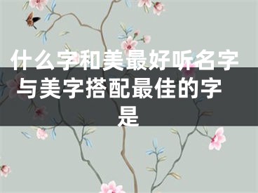 什么字和美最好听名字 与美字搭配最佳的字是