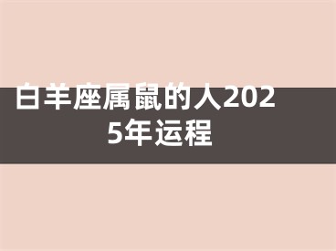 白羊座属鼠的人2025年运程