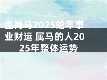 生肖马2025蛇年事业财运 属马的人2025年整体运势
