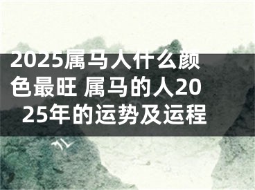 2025属马人什么颜色最旺 属马的人2025年的运势及运程