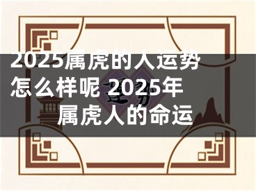 2025属虎的人运势怎么样呢 2025年属虎人的命运