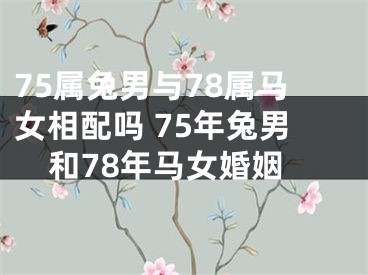 75属兔男与78属马女相配吗 75年兔男和78年马女婚姻