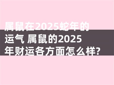 属鼠在2025蛇年的运气 属鼠的2025年财运各方面怎么样?