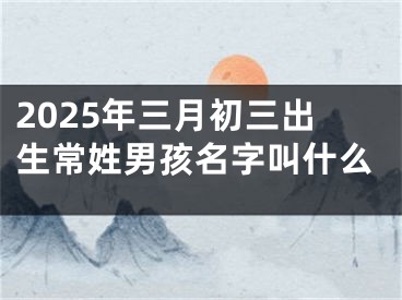 2025年三月初三出生常姓男孩名字叫什么
