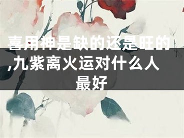 喜用神是缺的还是旺的,九紫离火运对什么人最好