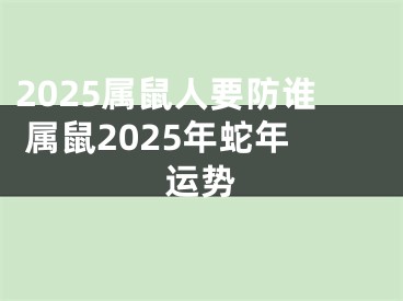 2025属鼠人要防谁 属鼠2025年蛇年运势