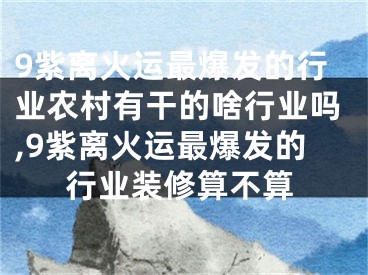 9紫离火运最爆发的行业农村有干的啥行业吗,9紫离火运最爆发的行业装修算不算