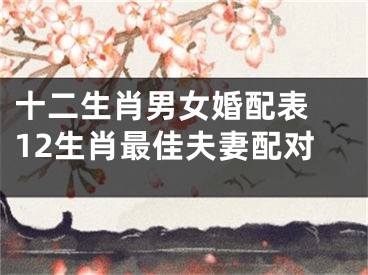 十二生肖男女婚配表 12生肖最佳夫妻配对