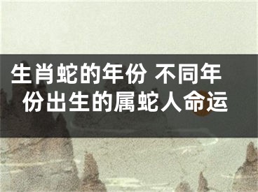 生肖蛇的年份 不同年份出生的属蛇人命运