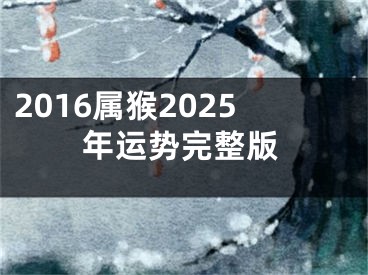 2016属猴2025年运势完整版
