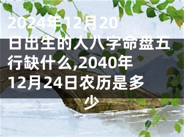 2024年12月20日出生的人八字命盘五行缺什么,2040年12月24日农历是多少