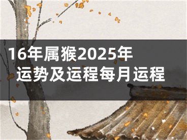 16年属猴2025年运势及运程每月运程