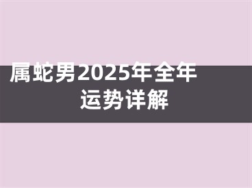 属蛇男2025年全年运势详解