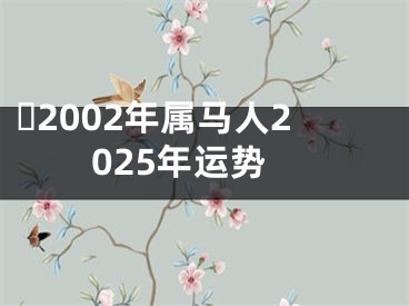 ​2002年属马人2025年运势