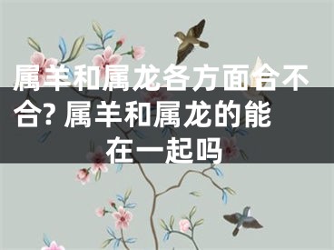 属羊和属龙各方面合不合? 属羊和属龙的能在一起吗