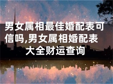 男女属相最佳婚配表可信吗,男女属相婚配表大全财运查询
