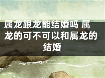 属龙跟龙能结婚吗 属龙的可不可以和属龙的结婚