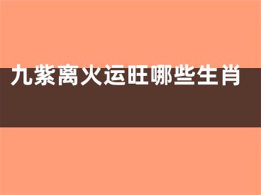 九紫离火运旺哪些生肖 