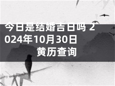 今日是结婚吉日吗 2024年10月30日黄历查询