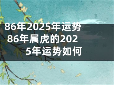 86年2025年运势 86年属虎的2025年运势如何