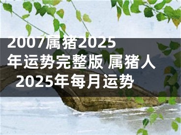 2007属猪2025年运势完整版 属猪人2025年每月运势