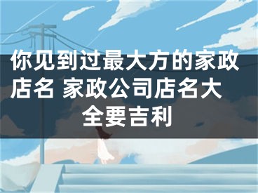 你见到过最大方的家政店名 家政公司店名大全要吉利