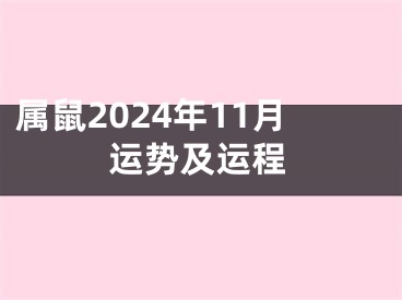 属鼠2024年11月运势及运程