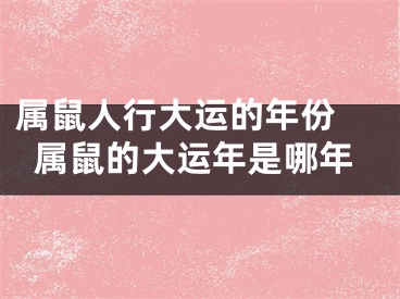 属鼠人行大运的年份 属鼠的大运年是哪年