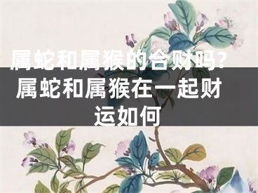 属蛇和属猴的合财吗? 属蛇和属猴在一起财运如何