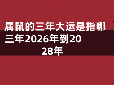 属鼠的三年大运是指哪三年2026年到2028年
