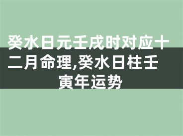 癸水日元壬戌时对应十二月命理,癸水日柱壬寅年运势