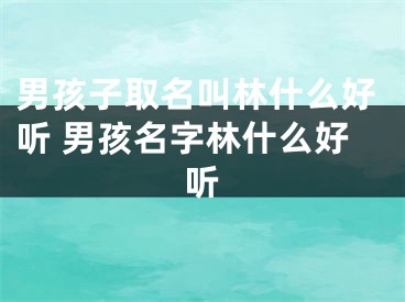 男孩子取名叫林什么好听 男孩名字林什么好听