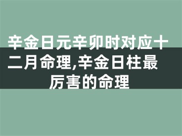 辛金日元辛卯时对应十二月命理,辛金日柱最厉害的命理